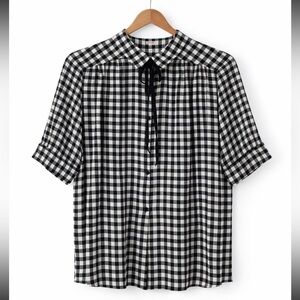 Zara Black and White Checkered Blouse